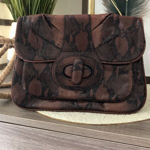 Brown and Black snakeskin Clutch Purse